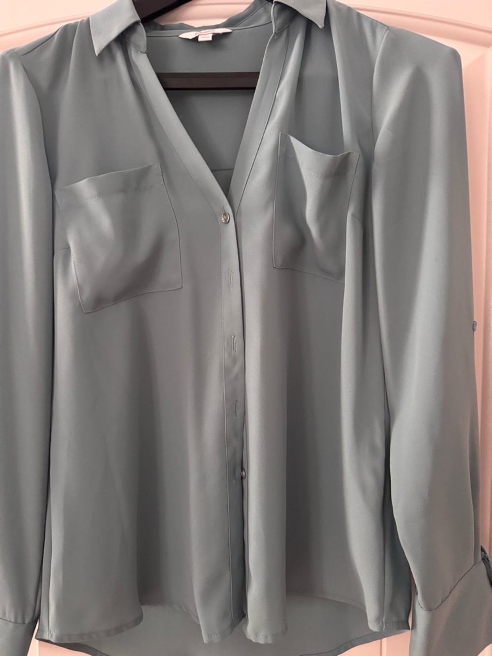 Candie's Light Sage Green Long Sleeve Button-Up Blouse